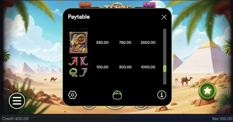 Temple of Treasures — “Buy Feature” logs bonusa iegādei